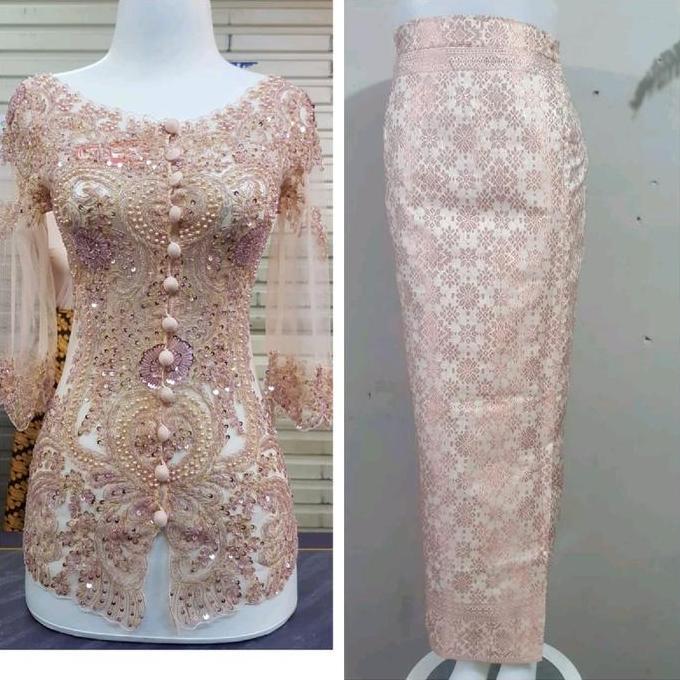 set kebaya payet model sabrina//kebaya payet tunangan//kebaya payet bali//kebaya payet kekinian//keb
