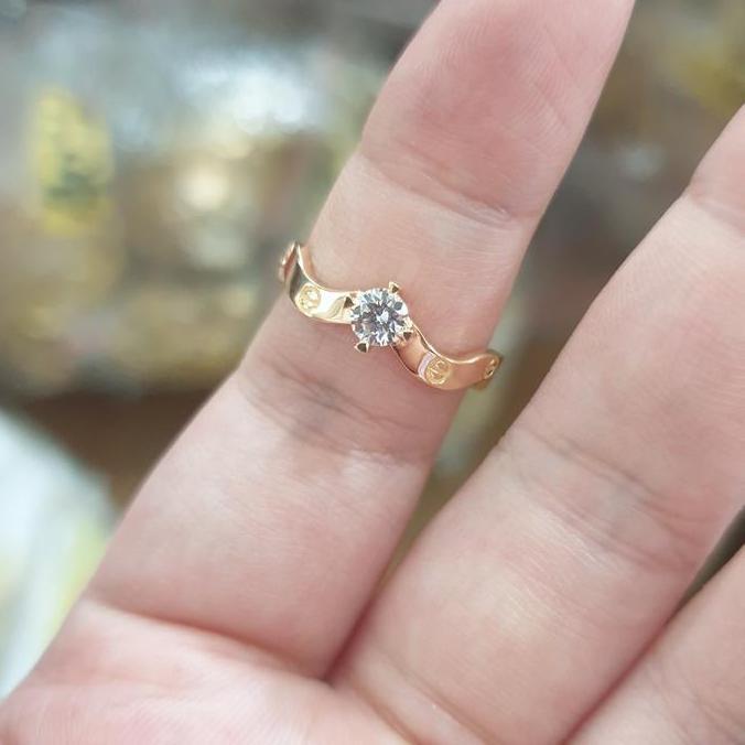 Cincin solitaire mata satu 1 putih kado tunangan emas asli 70% 700 22