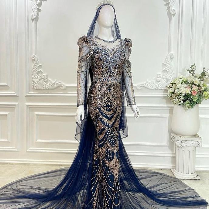Kebaya Pengantin Modern Wedding Dress Hitam ca Elishabeth Slim Bustier Full Payet Wanita Mewah Pesta