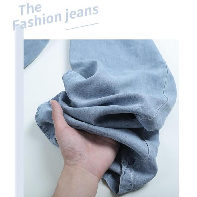 Hhwaist Kulot Celana Wanita Soft Jeans Lembut Tipis Panjang Belakang Pinggang Karet