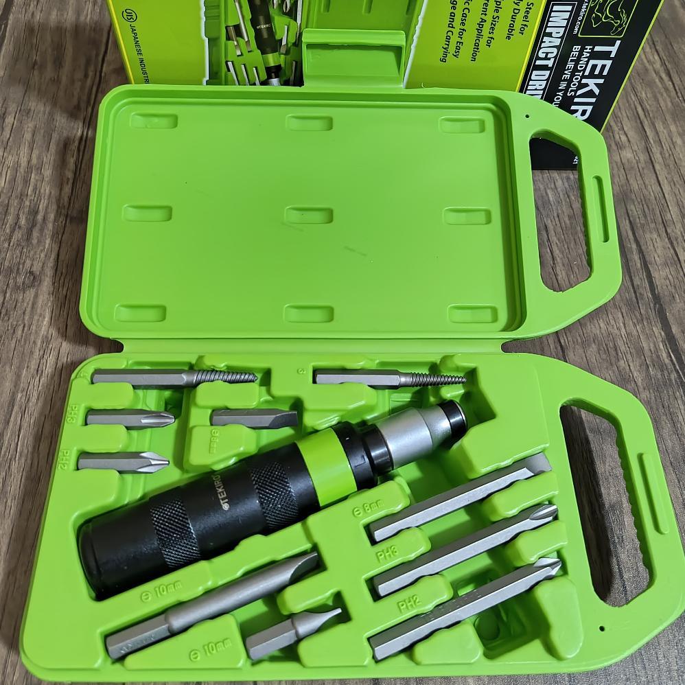 Obeng Ketok Tekiro 1 Set Lengkap / Obeng Impact Driver Set 11 Pcs Tekiro 1 Box / Obeng Getok Tekiro 