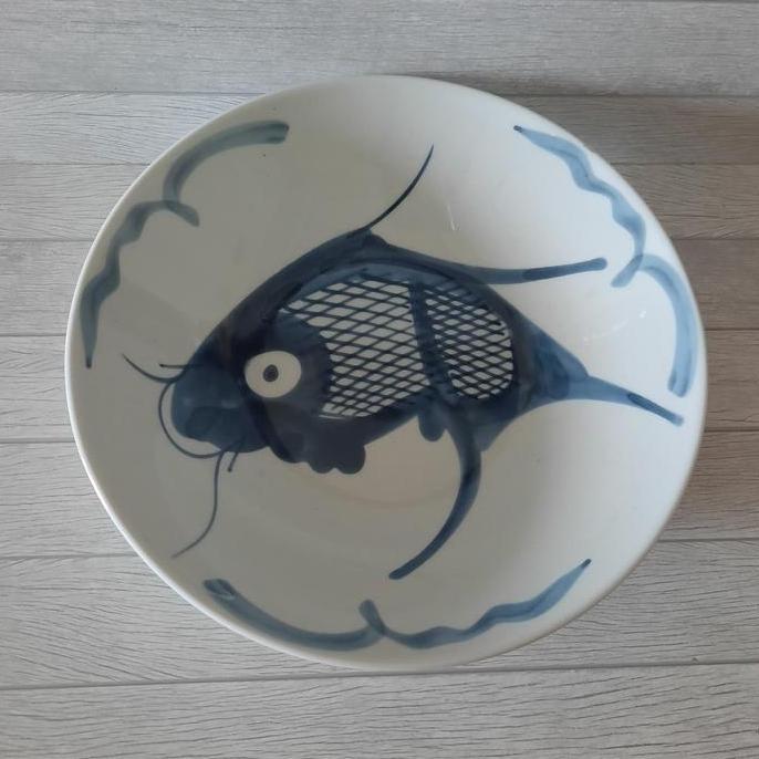Piring / Mangkok keramik Papua motif ikan ukuran 23cm