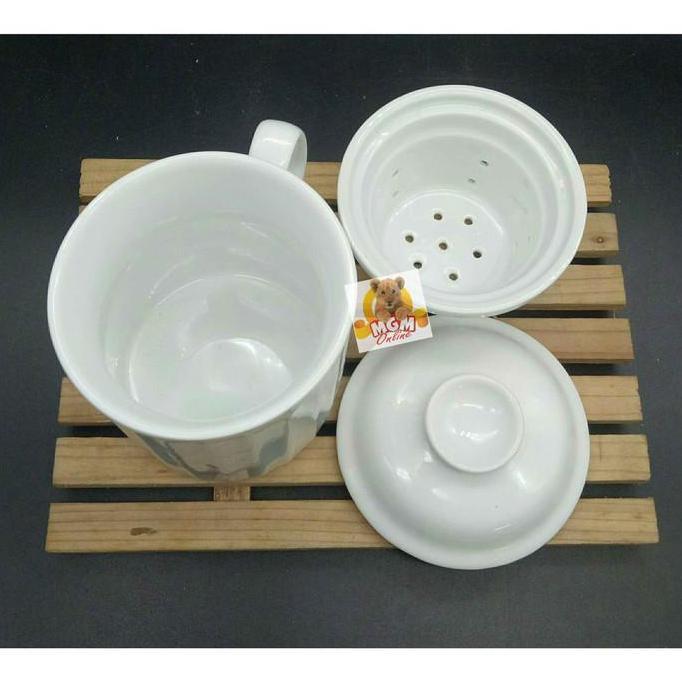 Bestone- Mug Tutup Mug Keramik dengan Tutup dan Saringan teh MUG C3194
