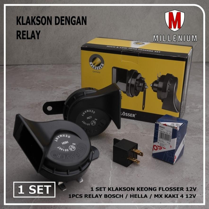 Klakson Keong  Flosser BMW FER Dengan Relay Kaki 4 Pin 12V 12 Volt Original Mobil Motor Berkualitas
