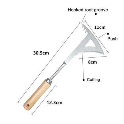 30cm Arit Pemotong Rumput Stainless Sabit Arit Rumput Gagang Kayu Alat Penyiangan Rumput Manual [ter