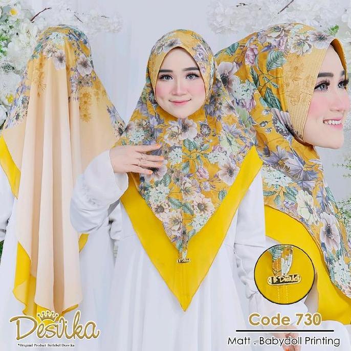 Hijab instan DC 730  Khimar Pari ceruty babydoll motif bunga cantik by desvika hijab wanita muslim k