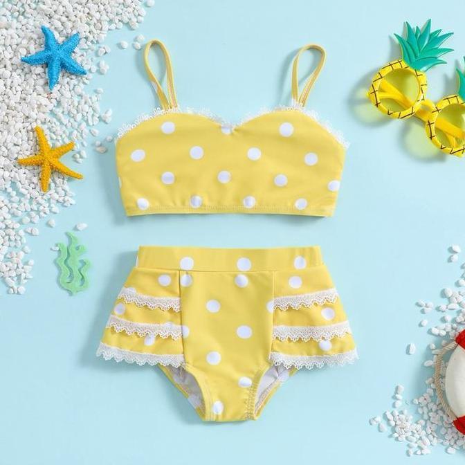 Yellow Polka Swimsuit | Baju Renang Anak Perempuan | Bikini Anak Perempuan | Swimsuit Anak Perempuan