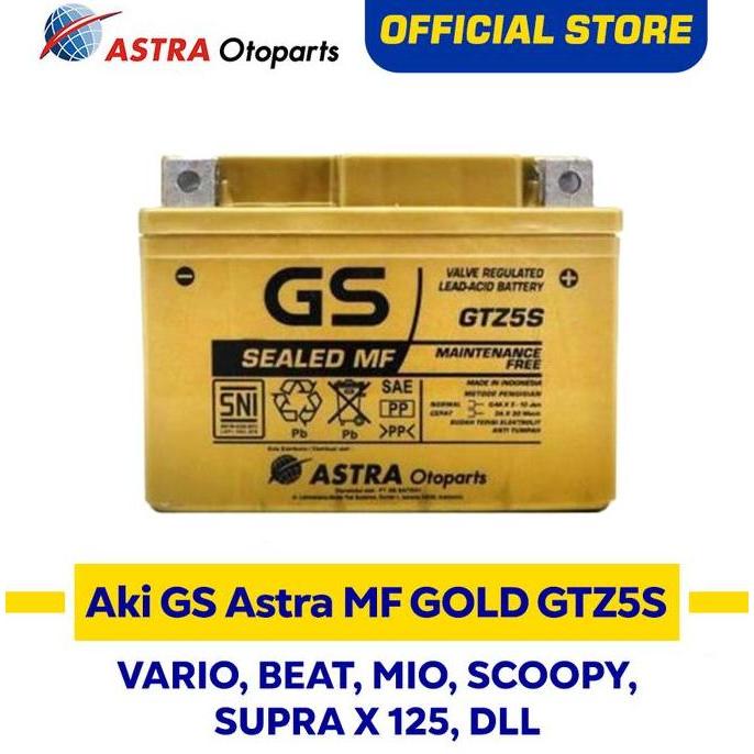 AKI GS ASTRA MF GOLD GTZ5S UTK BEAT, MIO, VARIO GARANSI 2 TAHUN ORI ORIGINAL DAN TERPERCAYA