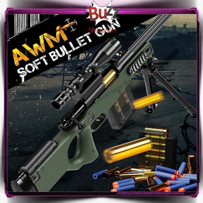 Berkualitas Tembakan Anak AWM Soft Bullet AWP Mainan Sniper Gun
