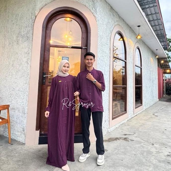 New Arrival, [Spesial Live R&Sgrosir] Set Couple Elmar Koko & Gamis Calista Bahan Katun Rayon Twill 