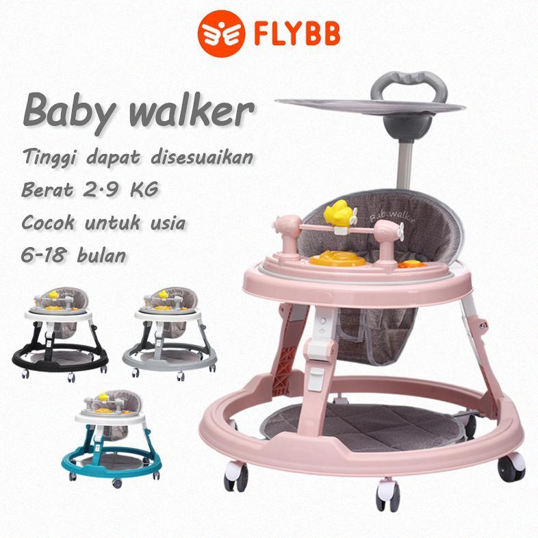 FLYBB Kereta Belajar Jalan Bayi Tinggi Dapat Disesuaikan Kereta Belajar Jalan Yang Dapat Dilipat