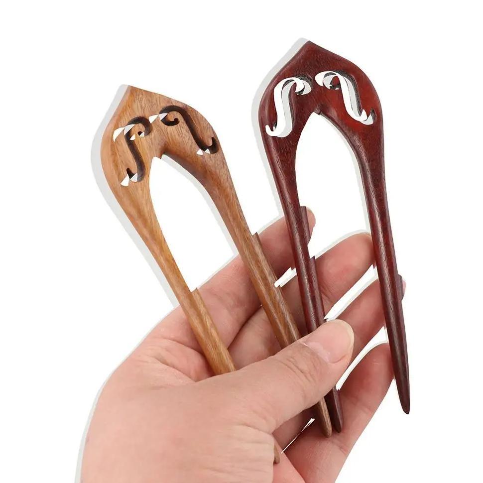 Accessories Cheongsam Hair Comb Clip Black Sandalwood Chinese Style Headwear U Shape Hairpin Wooden 