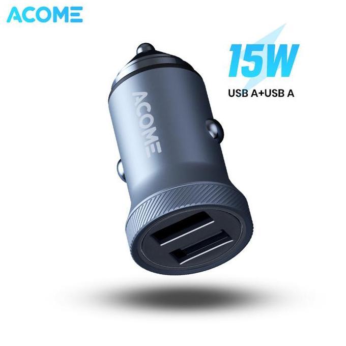 Promo ACOME Car Charger Mobil ACC02 Dual Port USB A + USB A 5V/3A 15W Diskon