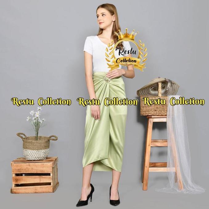 Newgir- Cod Rok Lilit Polos Bawahan Kebaya Wisuda Bahan Satin Valvet Premium Kain Maxi Motif Panjang