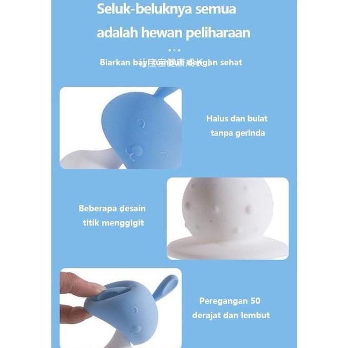 Viral  Mainan Gigitan Anak Bayi Teether Rattle Silikon Bunyi Bola Kerincing