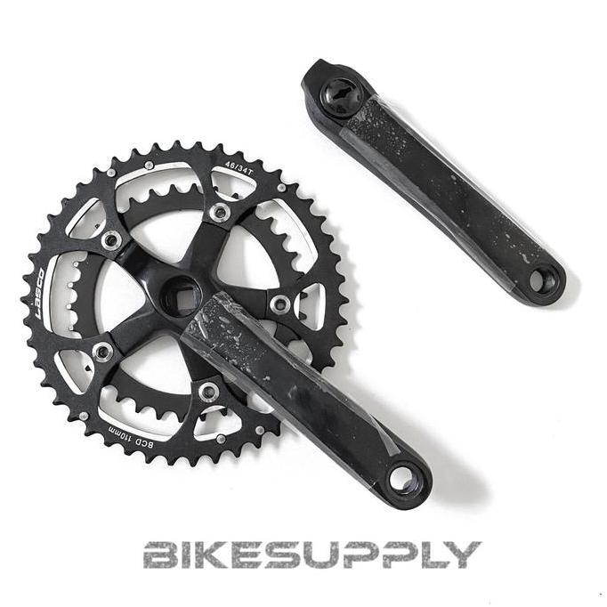Promo Crank Set (Crankset) Sepeda Merk Lasco CF 37 Double 2 Speed 34 46T BCD 110 Panjang Arm Pendek 