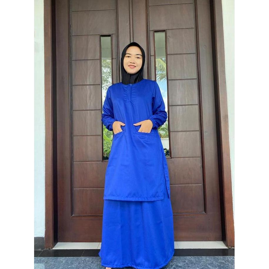 Newrelig- Baju Oka Ok Tunik Rok Katun Toyobo Lengan Panjang Karet Muslim Wanita