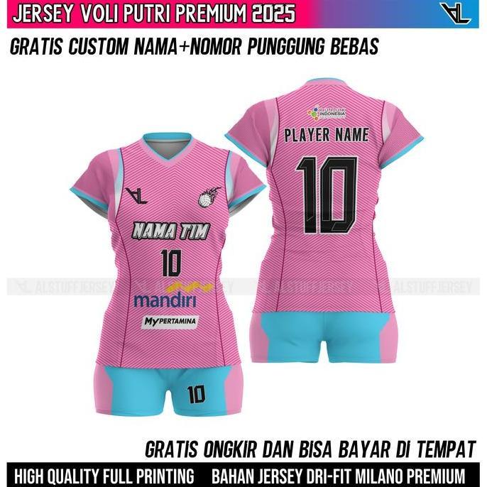 Baju Jersey Voli Putri Terbaru Pasang Nama dan nomor pungg Full Printing stelan volly wanita
