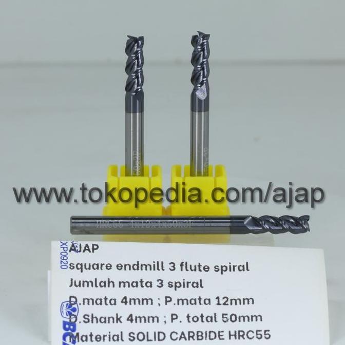 siap kirim] END MILL 3F FLUTE 4mm HRC55 CARBIDE CNC ROUTER BITS ALUMINIUM ACP IRON