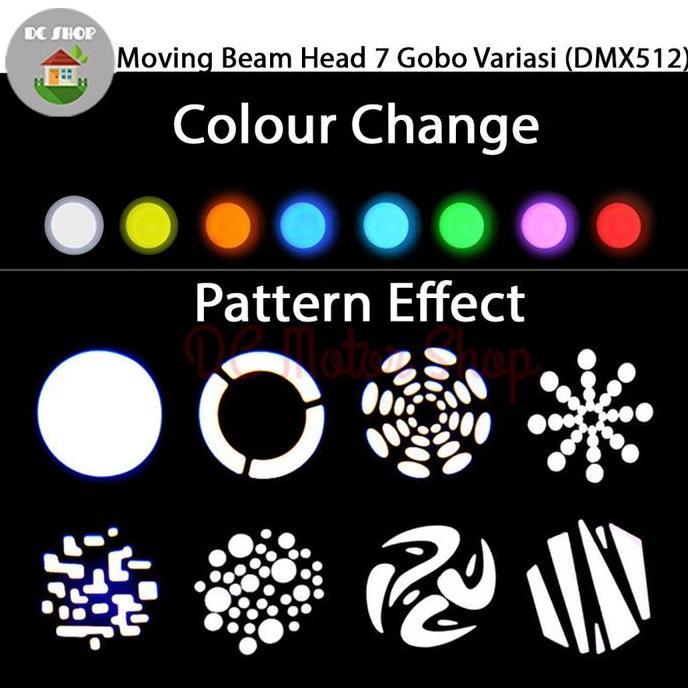 Mini Beam Moving Head Moving Beam Lampu Panggung 7 Gobo Variasi Dmx512