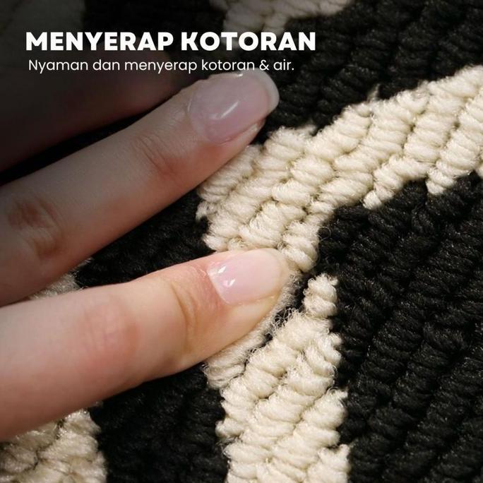 Kivi - Keset Checker 50x80cm untuk Pintu Rumah, Keset Outdoor Anti Slip Aesthetic, Menyerap Air & Ko