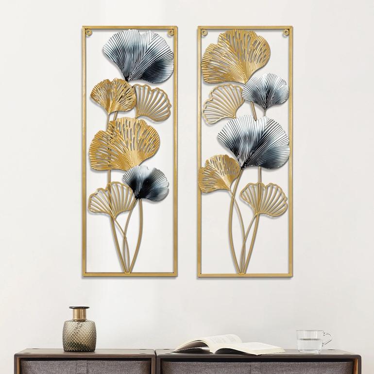 Hiasan Dinding mewah Frame Metal Gold  Leaf Ginko Scandinavian/ Nordic / Ornaments Wall Decor Set
