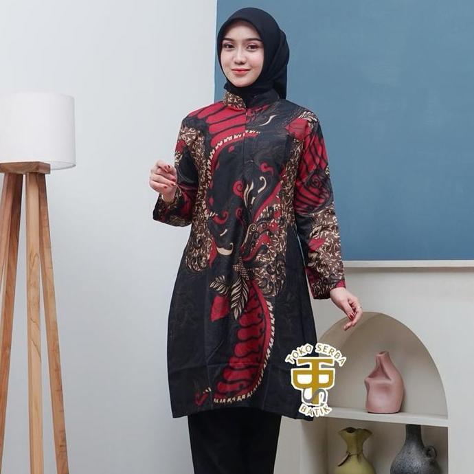 Newrelig- Tunik Batik Motif Sangkuriang Merah Mlxlxxl
