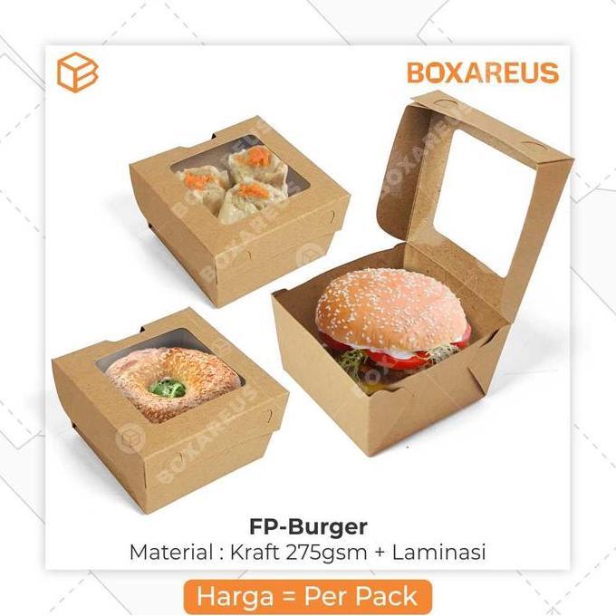 Baru- Box Burger Lunch Box Packaging Kotak Makanan Dus Dimsum Takoyaki | Fp Burger