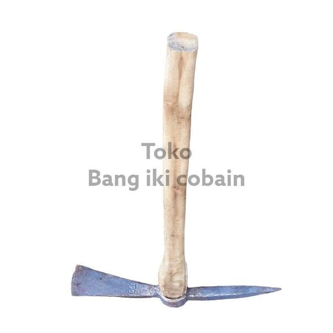 Lansungkirim- Blencong Cangkul Tanah Baja Per Gancu Blencong Besar Gagang Kayu