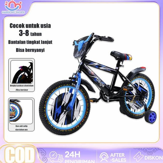 Sepeda anak 12/16/18 inci sepeda anak roda 3 sepeda bayi 3-12 bulan laki laki/perempuan tempat duduk