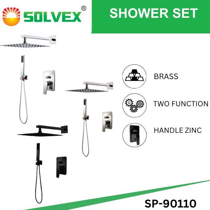 SOLVEX Shower Set Paket Wall Shower Tanam Stop Kran Air Panas Dingin