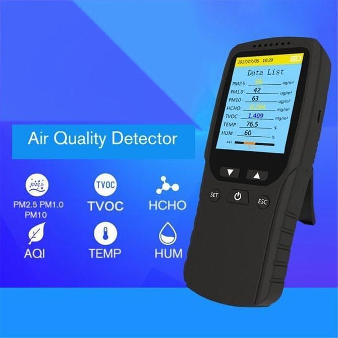 Air Quality Index Monitor 8 In 1 Aqi Pm2.5 Pm10 Tvoc Tester Detector Original Dan Terpercaya