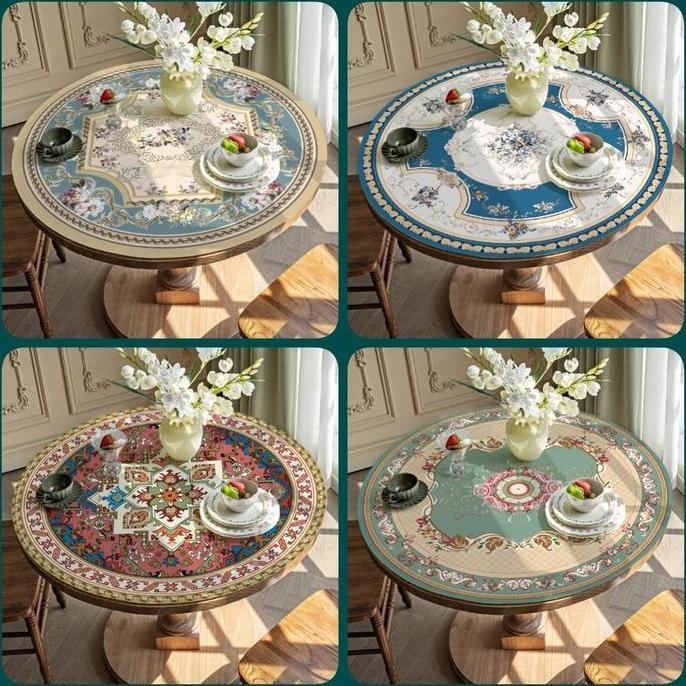 Terbaru Laris, Taplak Meja Bulat Kulit Anti Air/Alas Meja Bulat Tanpa Cuci/Taplak Meja Makan Bundar 