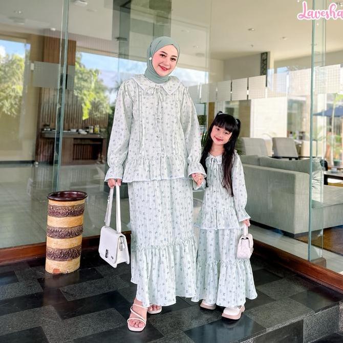 Kidsrelig- Lavesha Kids - Vasha Oneset Ibu Dan Anak (Dijual Terpisah) Setelan Rok Crinkle Elora Prem