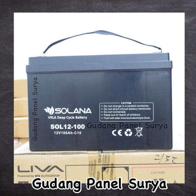 AKI BATTERY BATERAI ACCU SOLANA 12V 100AH SOL12-100 C-10VRLA DEEPCYCLE ORIGINAL DAN TERPERCAYA