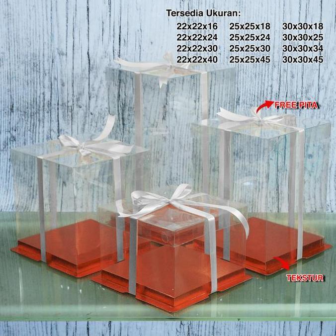 Thebest- Kotak kue Kotak kue mika transparan Dus kue transparan Cake box KOTAK KADO ULANG TAHUN HANT