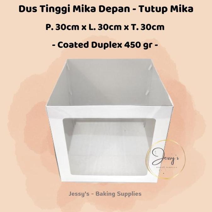 Thebest- Dus Box Kotak Kue Cake Tinggi Mika 30 x 30 x 30 Putih Polos