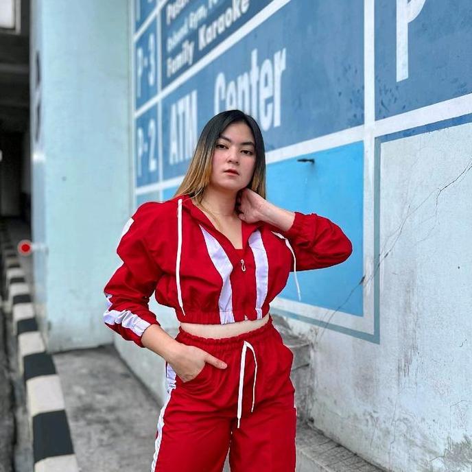 Lngsungkirim- Muzakishop1 - Hoodie Sport Set Merah Putih Hut Ri 17 Agustus | Atasan Wanita | Setelan