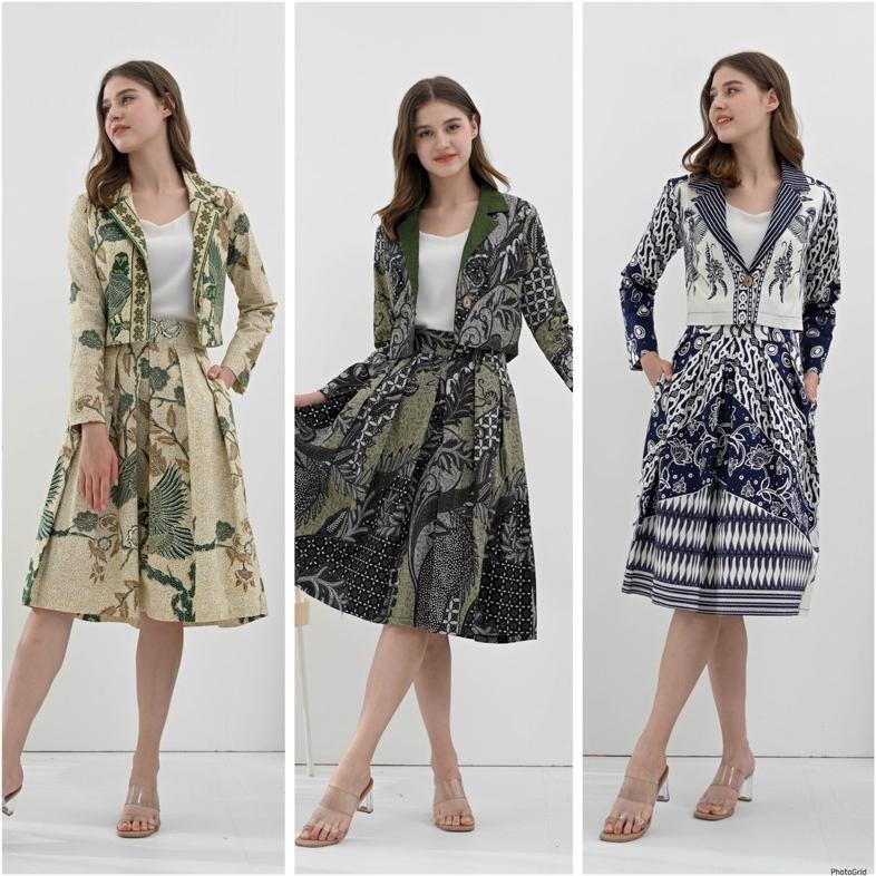 Unik Pikoi_Id | Atasan Batik Wanita Modern / Crop Top Kemeja Kerah Batik / Semi Outer Batik 3347 316