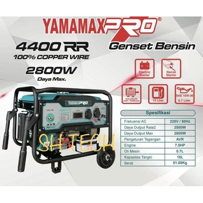 Promo Genset Yamamax Pro 4400 RR 4400RR 2800 Watt Generator Listrik Bensin Full Tembaga Double Start