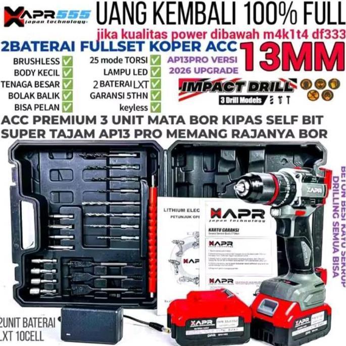 Promo (COD) APR AP13 PRO CORDLESS DRILL 88V MESIN BOR IMPACT 88V APR AP13PRO Diskon