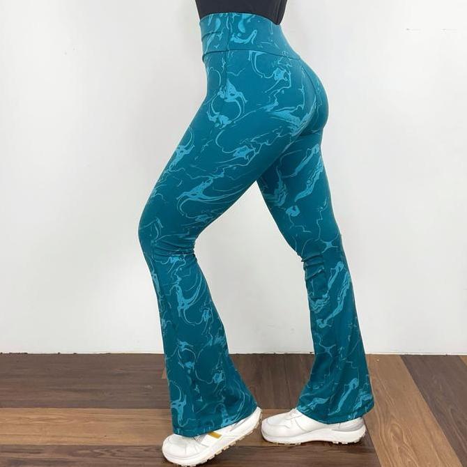 Lngsungkirim- Kadens Sport Celana Legging Motif Flare Legging Panjang Olahraga Yoga Sport Gym Celana
