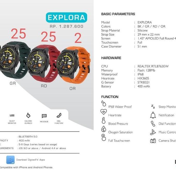 Jam Tangan digitec Smart Watch EXPLORA Original DG SW Hijau