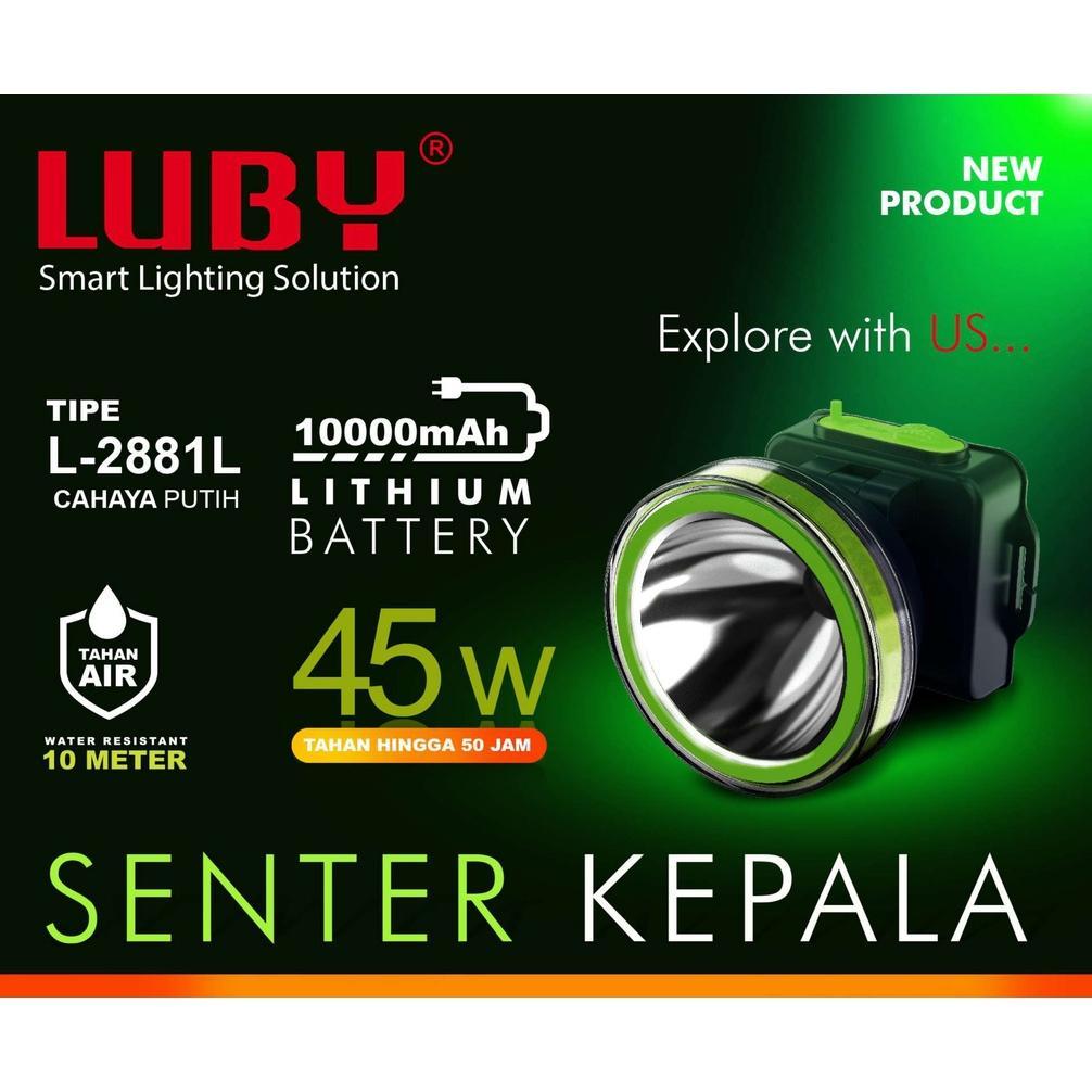 Luby Senter Kepala LED Super Terang Lithium L 2881L/ L 2881K  LAMPU PUTIH/KUNING  45Watt //SENTER KE