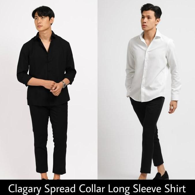 Clagary Spread Collar Long Sleeve Shirt MALE ID HEYMALE (SIAP KIRIM)