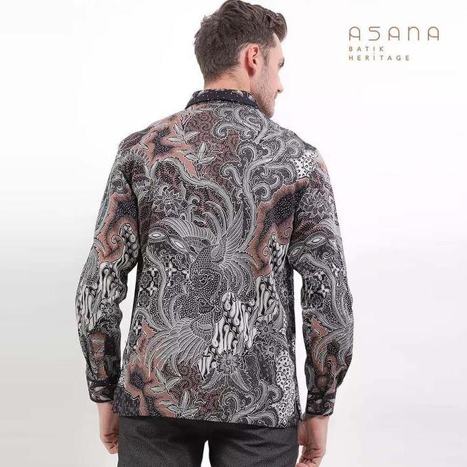 Kemeja Asana Batik Lengan Panjang Kamal - Hitam