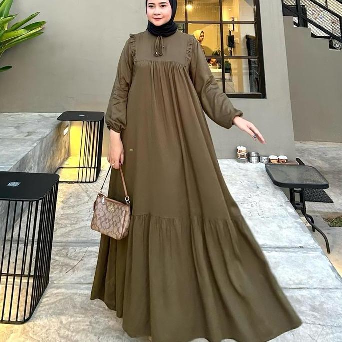 Regreg- Siena Dress Cantik Lya.Id Busui Friendly Bahan Rayon Twill Bahan Adem Nyaman Gamis Muslim Ke