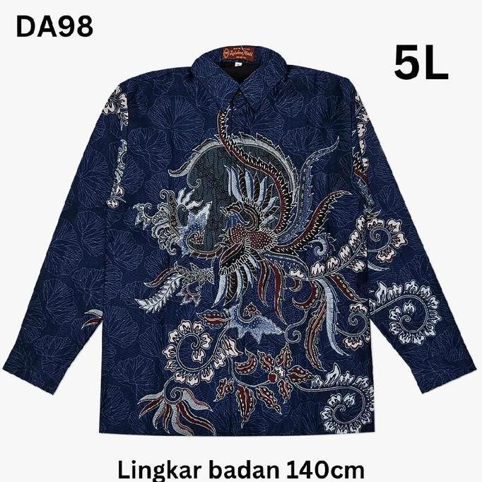 kemeja batik pria jumbo 5L lengan panjang bahan dobby kemejabatik5L