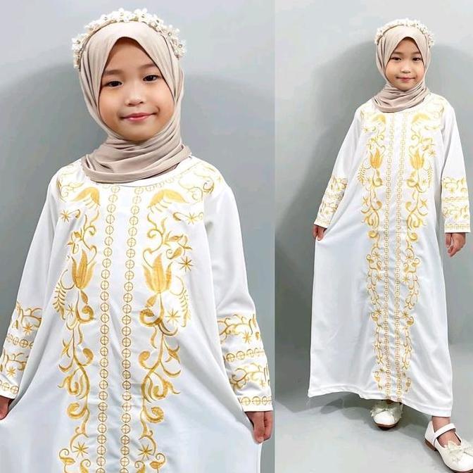 Gamis Abaya Gamis Arab Hitam Putih Bordir Mewah Syahbah Anak Perempuan Gamis Anak Baju Muslim Anak P