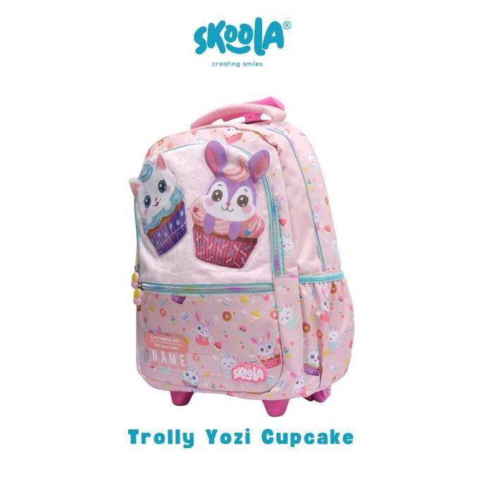 Skoola Tas Anak Trolly Sekolah SD Perempuan Custome Name 3D - Trolly Finzi Yozi